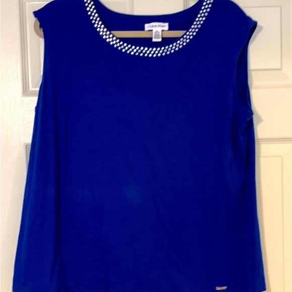 Calvin Klein Royal Blue Studded Top XL - Picture 1 of 4